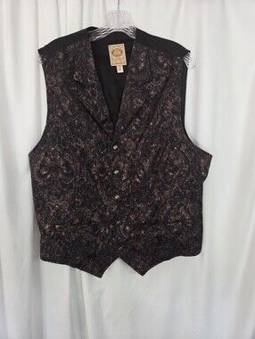 Wah Maker Vintage Frontier Style Waistcoat Vest - Black/Burgundy Size XL